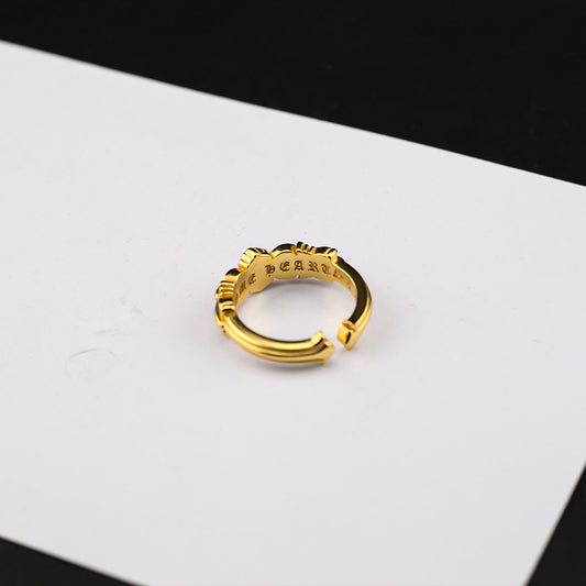 Chrome Hearts 24k gold cross flower open ring