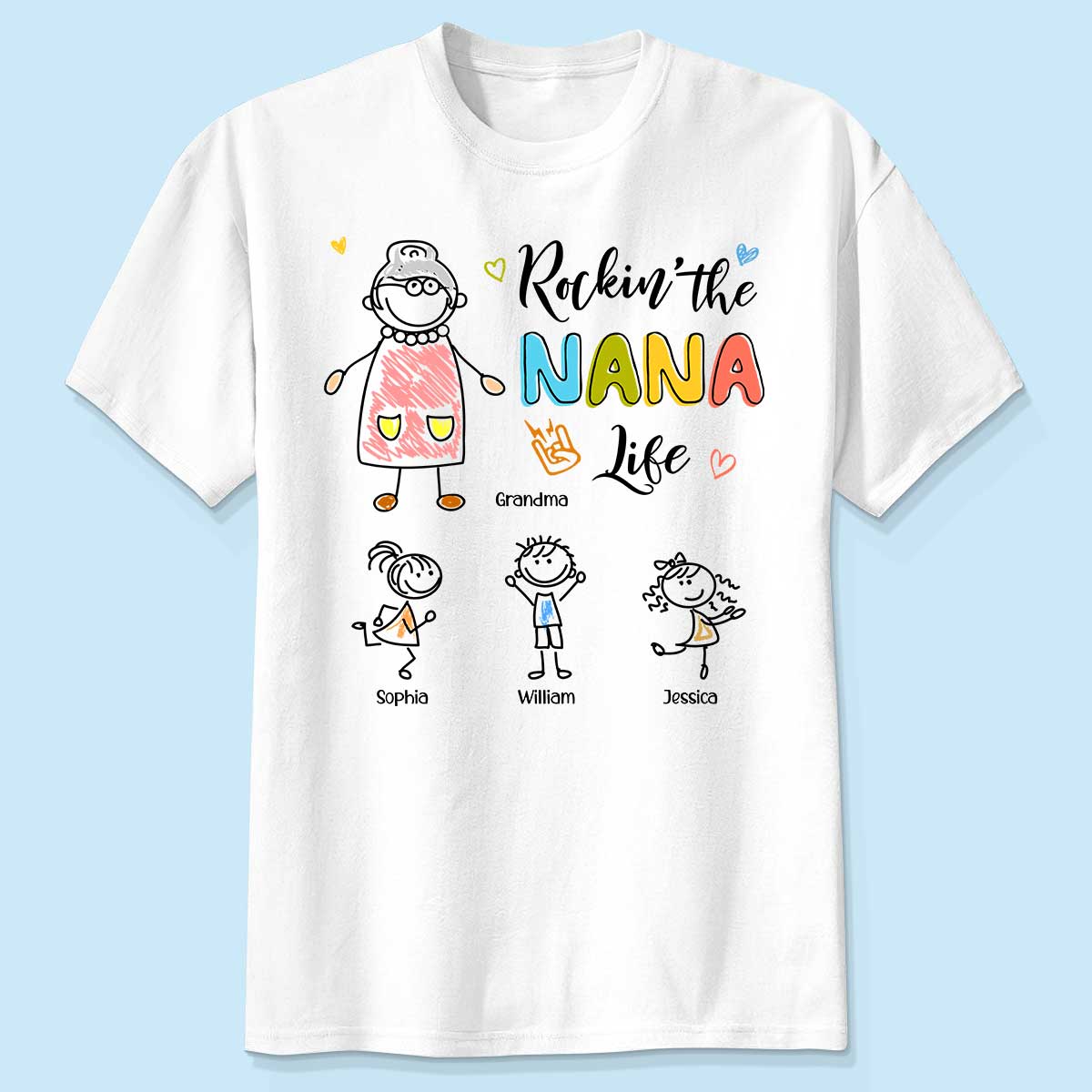 Rockin' Grandma Life Drawing Personalized Shirt