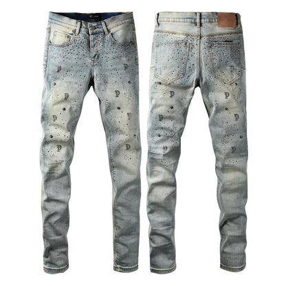 Purple Brand Crystal Diamond Jeans #9127