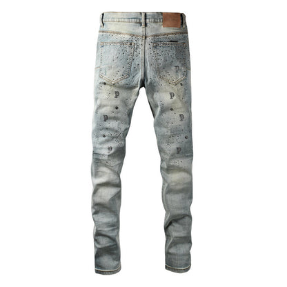 Purple Brand Crystal Diamond Jeans #9127