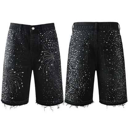 Purple Brand Crystal Diamond Denim Shorts #5103