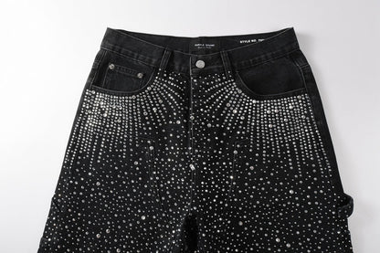 Purple Brand Crystal Diamond Denim Shorts #5099