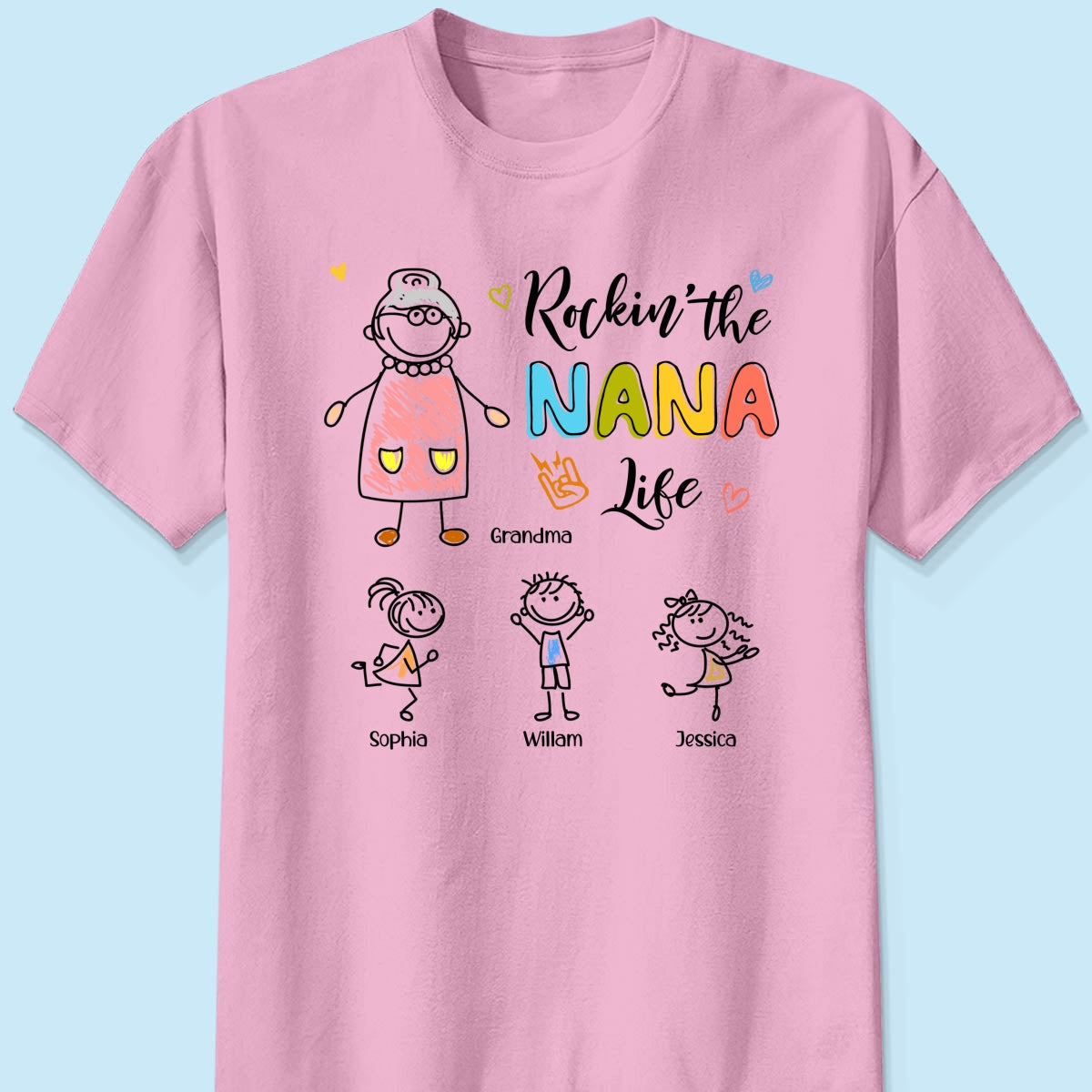 Rockin' Grandma Life Drawing Personalized Shirt