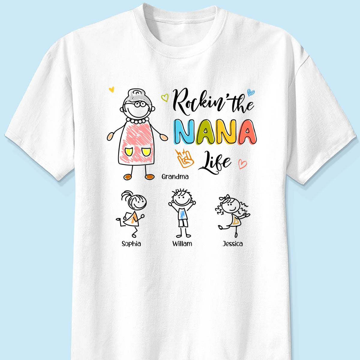 Rockin' Grandma Life Drawing Personalized Shirt