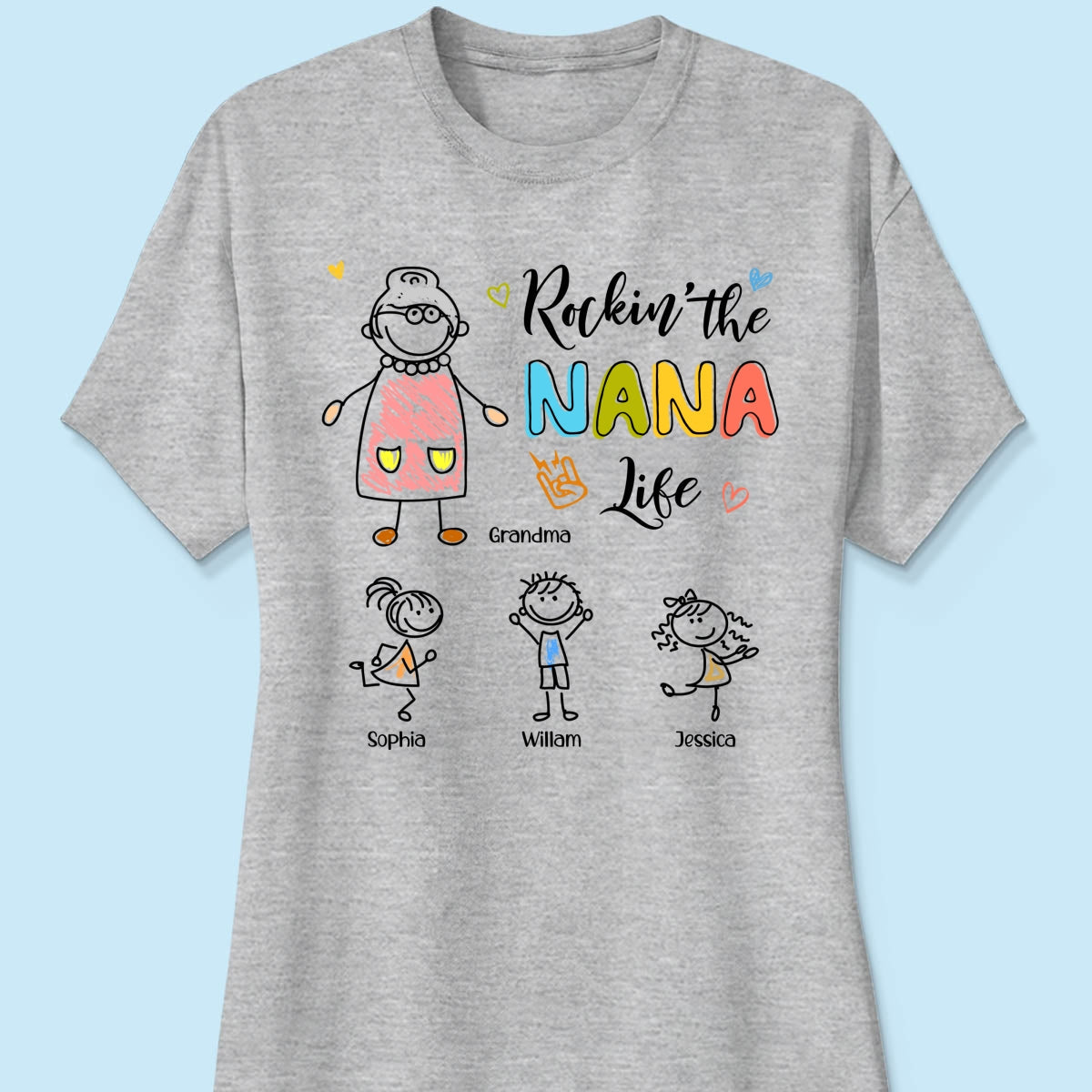 Rockin' Grandma Life Drawing Personalized Shirt