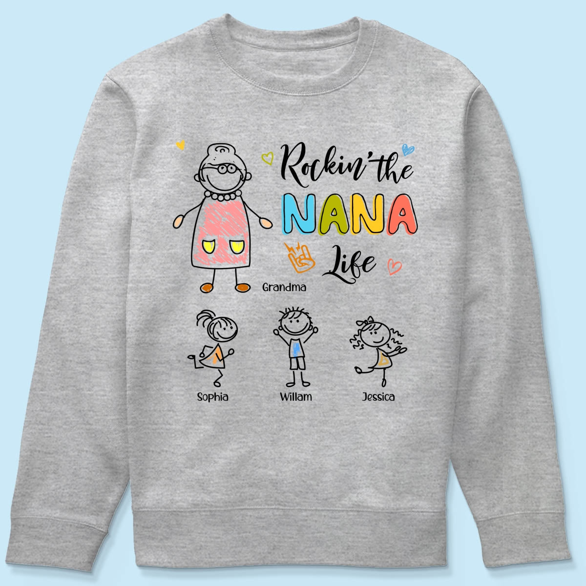Rockin' Grandma Life Drawing Personalized Shirt