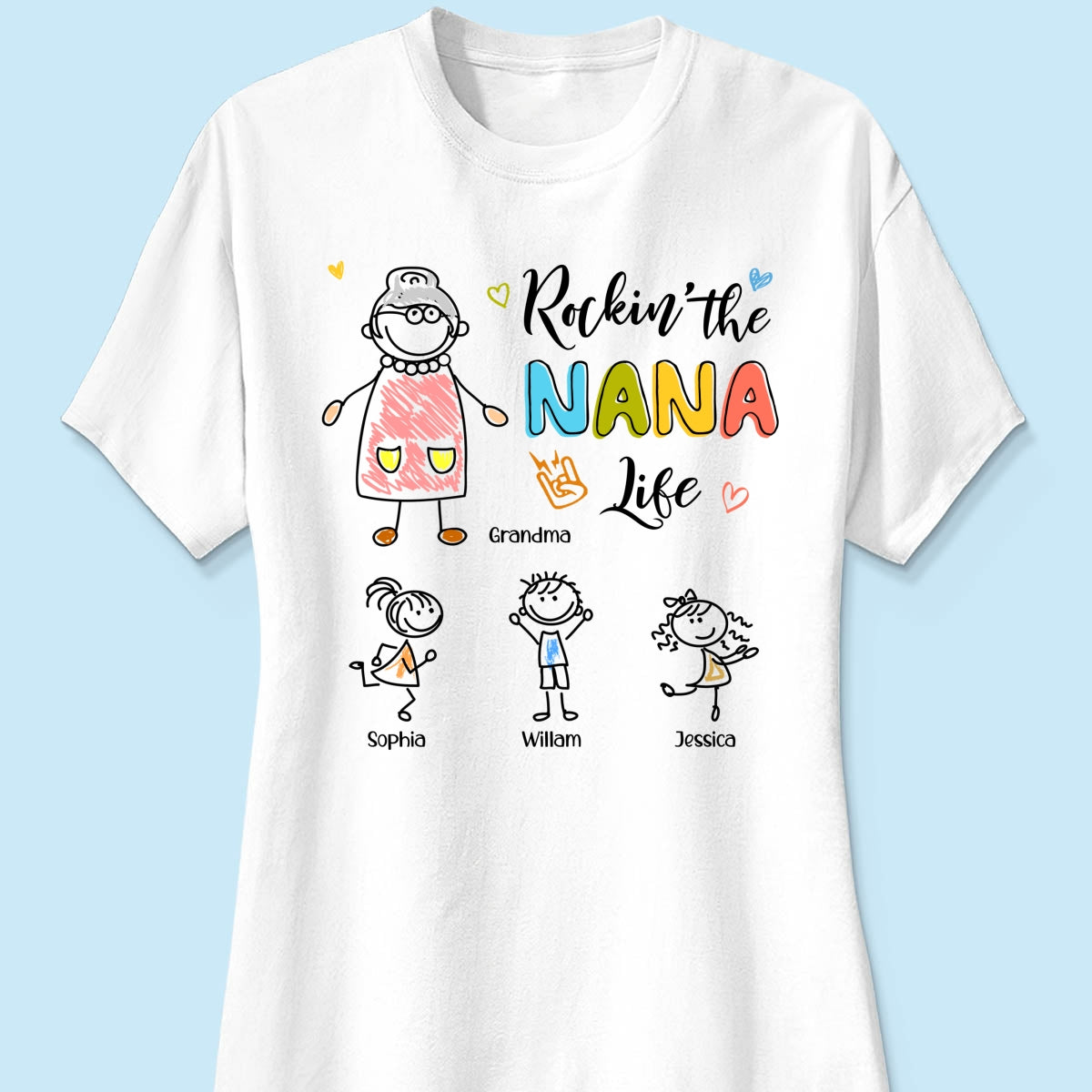 Rockin' Grandma Life Drawing Personalized Shirt