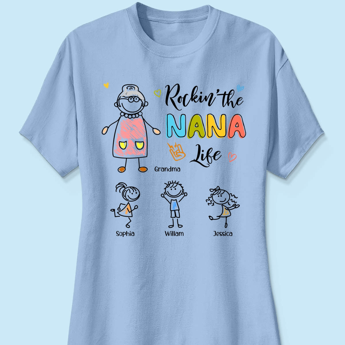 Rockin' Grandma Life Drawing Personalized Shirt