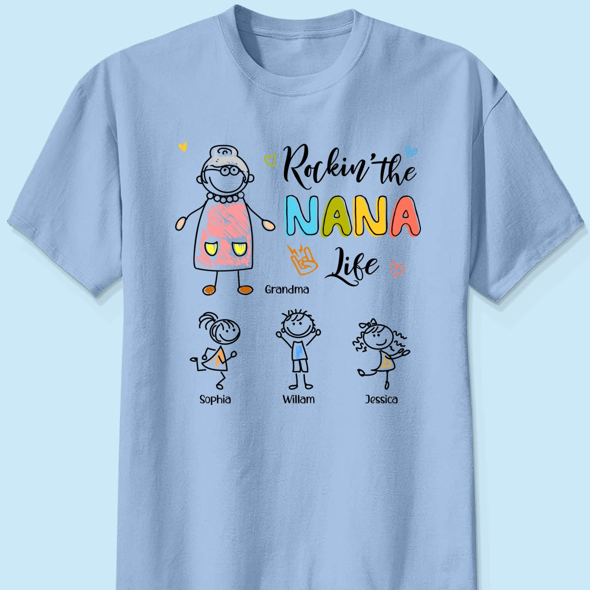Rockin' Grandma Life Drawing Personalized Shirt