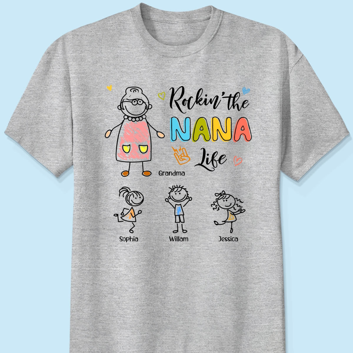 Rockin' Grandma Life Drawing Personalized Shirt