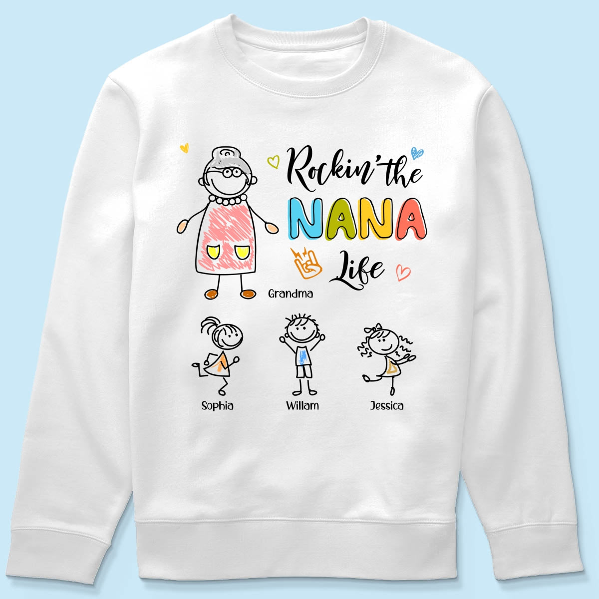 Rockin' Grandma Life Drawing Personalized Shirt