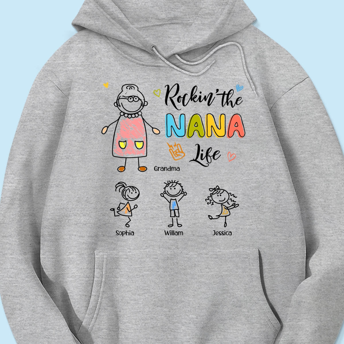 Rockin' Grandma Life Drawing Personalized Shirt