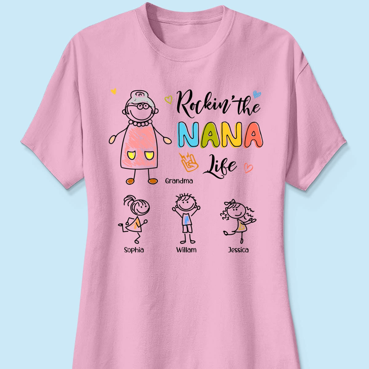 Rockin' Grandma Life Drawing Personalized Shirt
