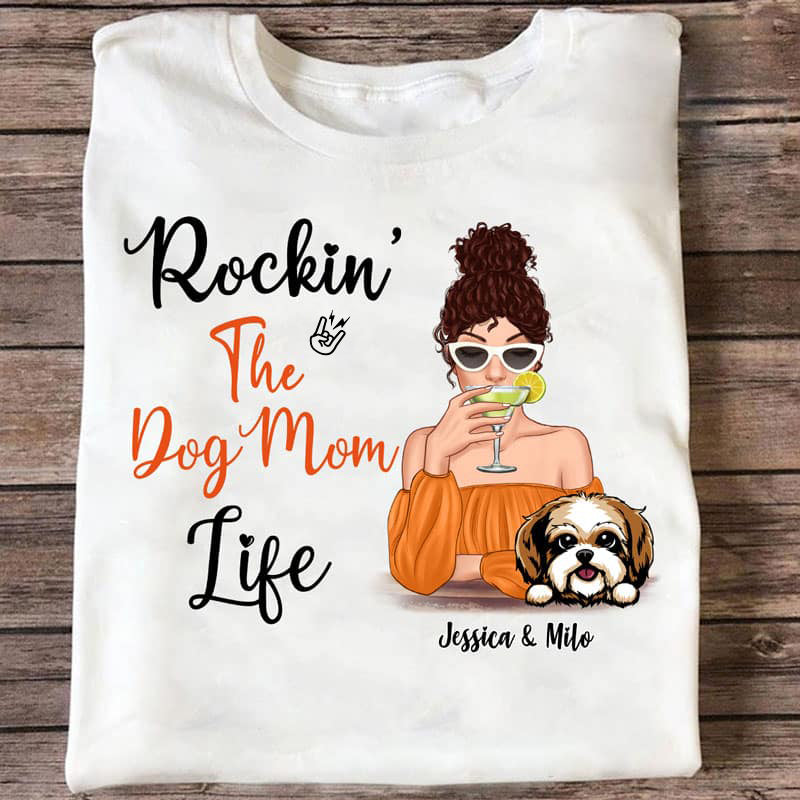 Rockin‘ Dog Mom Life Cocktail Girl Personalized Shirt