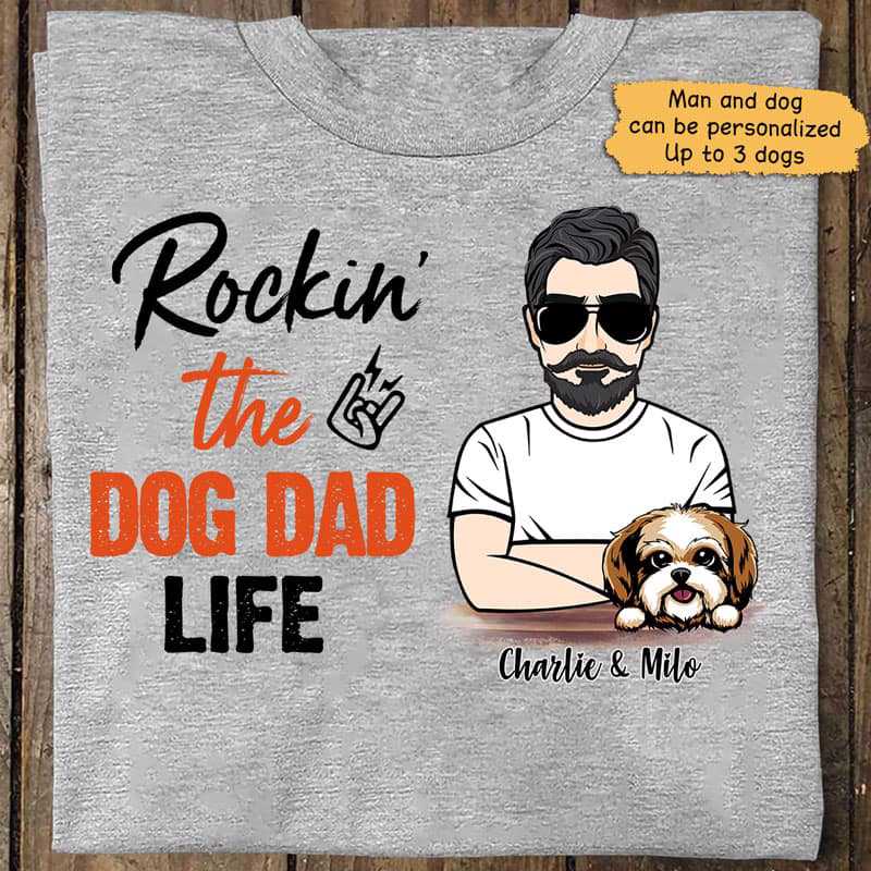 Rockin‘ Dog Dad Life Young Man Personalized Shirt